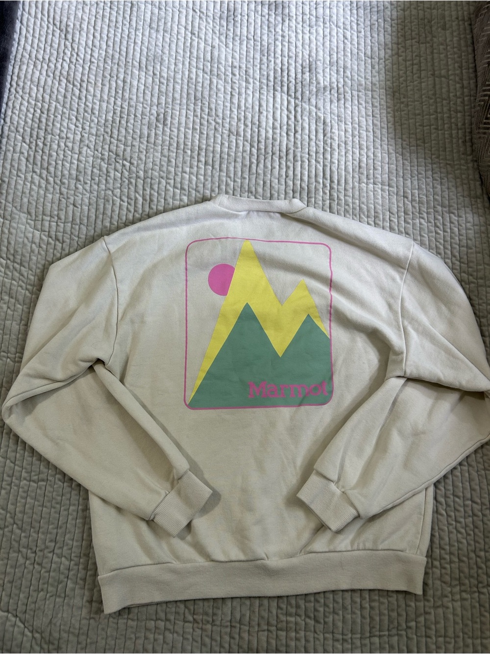 Marmot Cream Crewneck Sweatshirt with Mint Logo